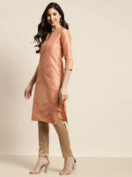 Thumbnail for Jompers Women's Orange Striped Thread Work Kurta - Distacart