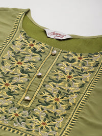 Thumbnail for Jompers Women's Yoke Design Georgette Anarkali Kurta - Green - Distacart