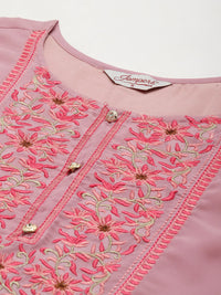 Thumbnail for Jompers Women's Yoke Design Georgette Anarkali Kurta - Pink - Distacart