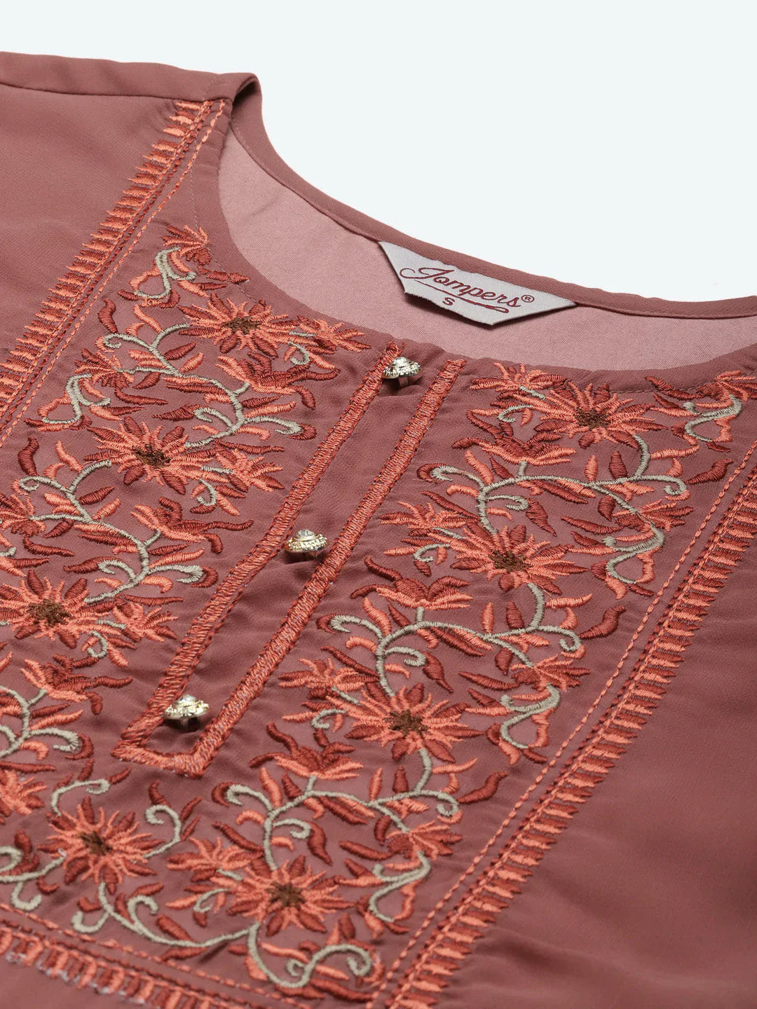 Jompers Women's Yoke Design Georgette Anarkali Kurta - Rust - Distacart