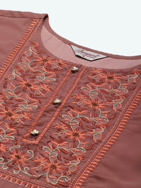 Thumbnail for Jompers Women's Yoke Design Georgette Anarkali Kurta - Rust - Distacart