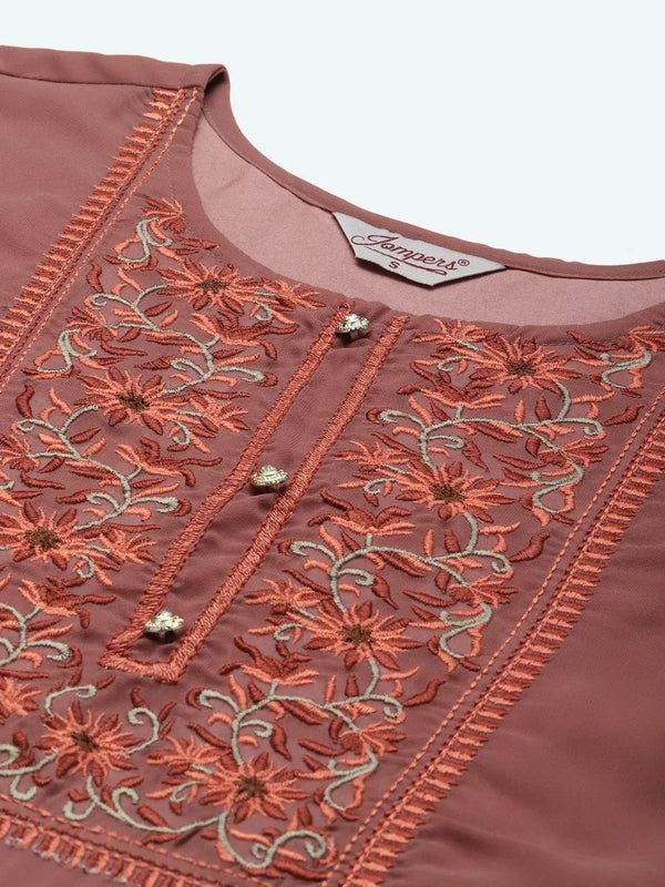 Jompers Women's Yoke Design Georgette Anarkali Kurta - Rust - Distacart