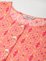 Thumbnail for Jompers Women's Printed Anarkali Kurta - Orange - Distacart