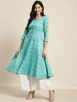 Thumbnail for Jompers Women's Printed Anarkali Kurta - Pista - Distacart