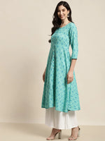Thumbnail for Jompers Women's Printed Anarkali Kurta - Pista - Distacart