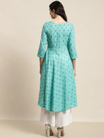 Thumbnail for Jompers Women's Printed Anarkali Kurta - Pista - Distacart