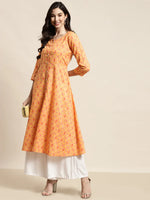 Thumbnail for Jompers Women's Printed Anarkali Kurta - Yellow - Distacart