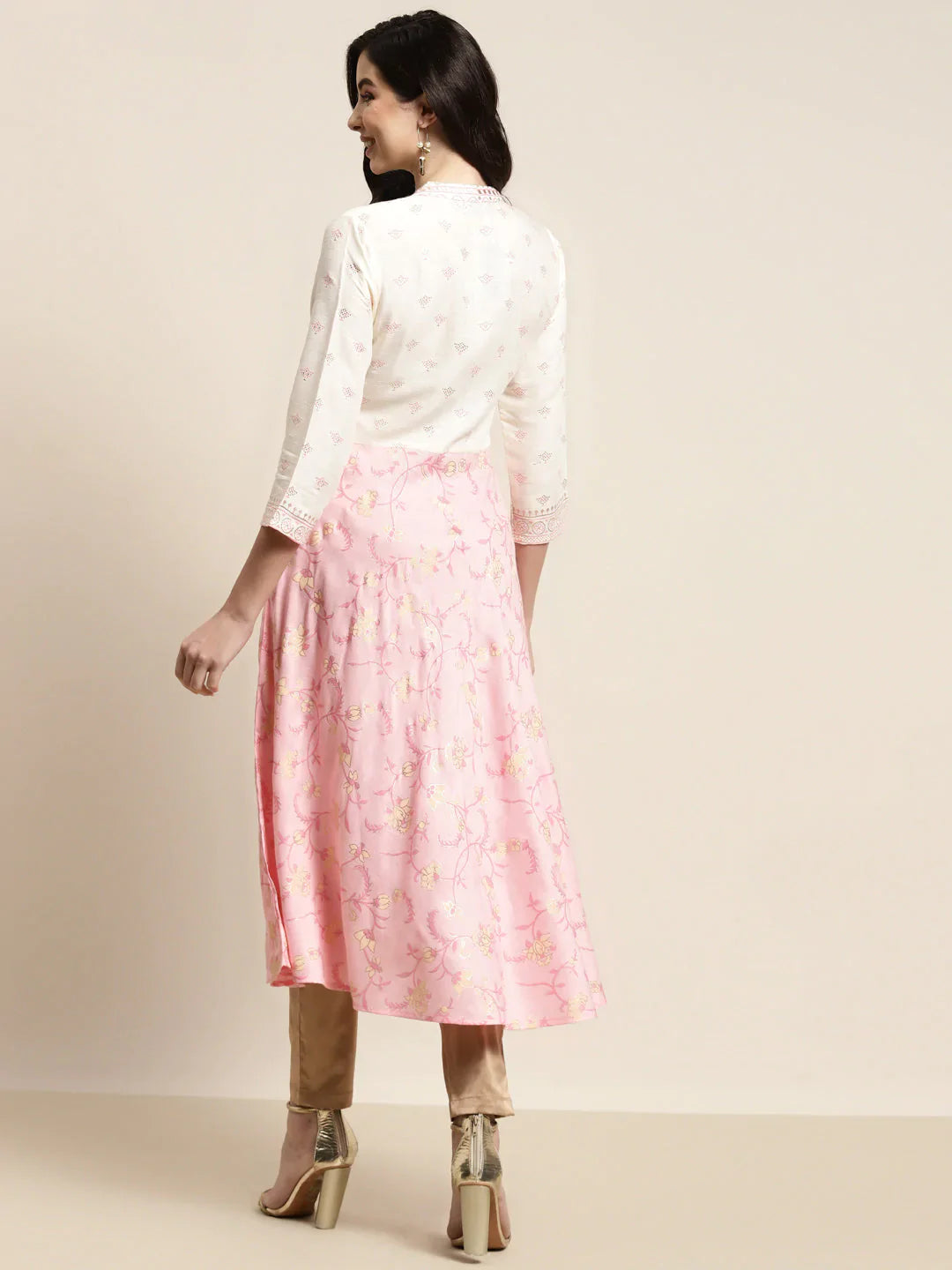 Jompers Women's Yok-Design Faired Kurta - Pink - Distacart