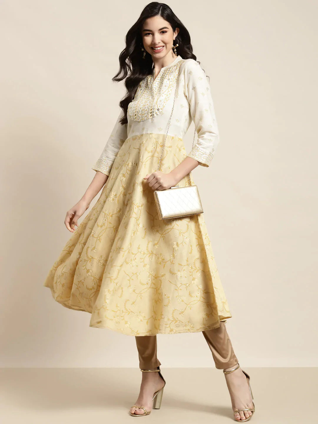 Jompers Women's Yok-Design Faired Kurta - Yellow - Distacart