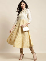 Thumbnail for Jompers Women's Yok-Design Faired Kurta - Yellow - Distacart