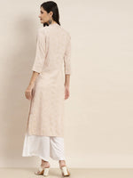 Thumbnail for Jompers Women's Ethnic Motifs Printed Lurex Kurta - Brown - Distacart