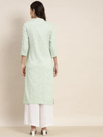 Thumbnail for Jompers Women's Ethnic Motifs Printed Lurex Kurta - Green - Distacart