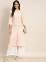 Thumbnail for Jompers Women's Ethnic Motifs Printed Lurex Kurta - Orange - Distacart