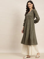 Thumbnail for Jompers Women's Printed Anarkali Kurta - Green - Distacart