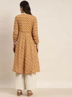 Thumbnail for Jompers Women's Printed Anarkali Kurta - Yellow - Distacart