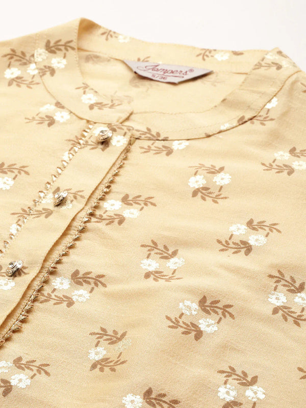 Jompers Women's Printed Gotta Patti Kurta - Cream - Distacart