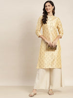 Thumbnail for Jompers Women's Printed Gotta Patti Kurta - Cream - Distacart