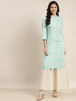 Thumbnail for Jompers Women's Printed Gotta Patti Kurta - Gren - Distacart