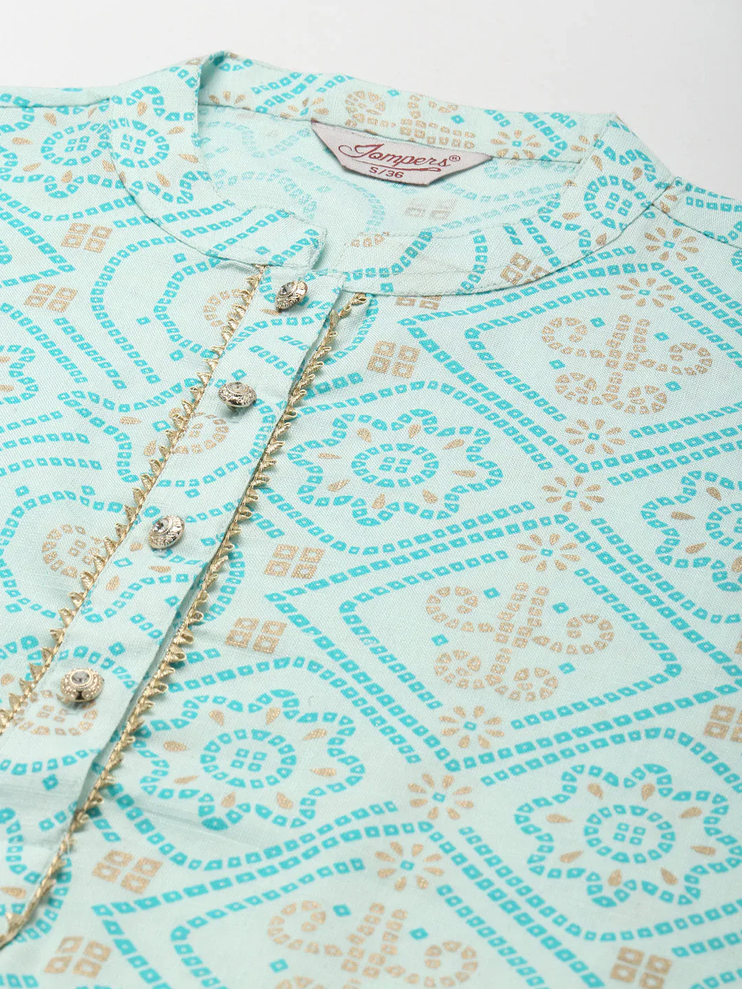 Jompers Women's Printed Gotta Patti Kurta - Gren - Distacart