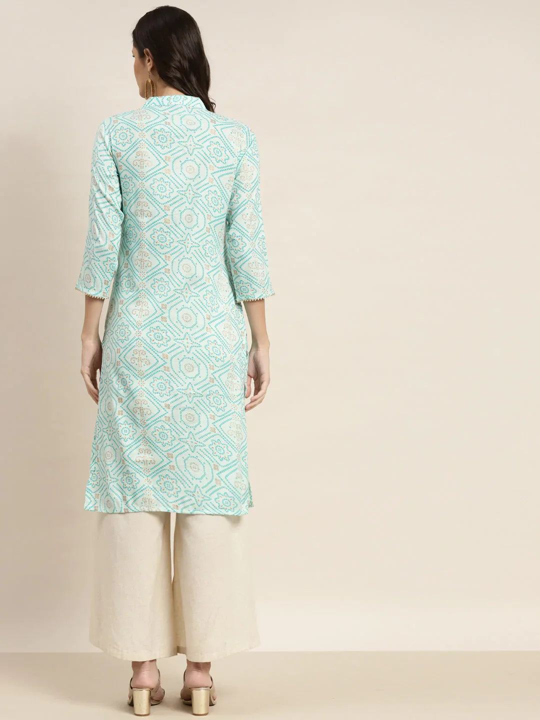 Jompers Women's Printed Gotta Patti Kurta - Gren - Distacart