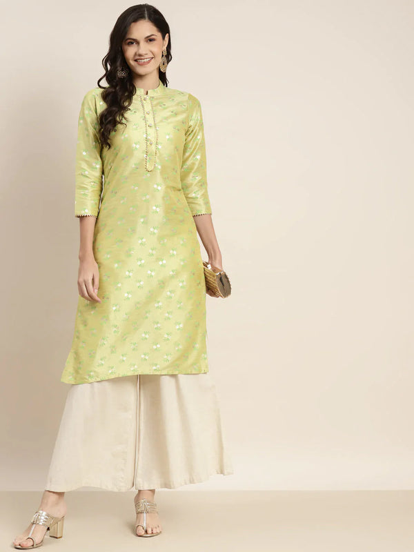 Jompers Women's Printed Gotta Patti Kurta - Lime - Distacart