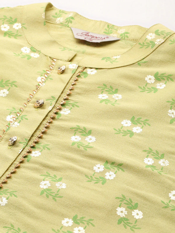 Jompers Women's Printed Gotta Patti Kurta - Lime - Distacart