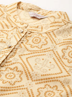 Thumbnail for Jompers Women's Printed Gotta Patti Kurta - Mustard - Distacart