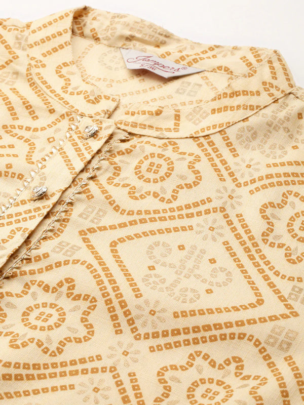 Jompers Women's Printed Gotta Patti Kurta - Mustard - Distacart