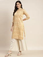 Thumbnail for Jompers Women's Printed Gotta Patti Kurta - Mustard - Distacart