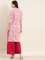 Thumbnail for Jompers Women's Printed Gotta Patti Kurta - Pink - Distacart
