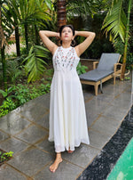 Thumbnail for Jompers Women's Embroidered A-Line Midi Dress - Ivory - Distacart