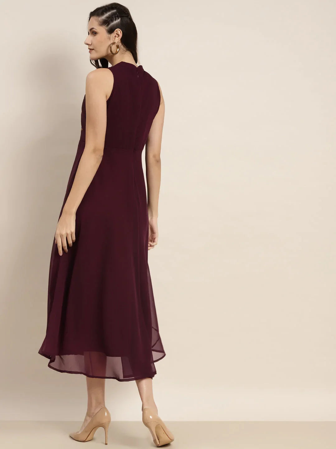 Jompers Women's Embroidered A-Line Midi Dress - Purple - Distacart