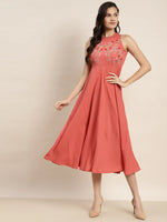 Thumbnail for Jompers Women's Embroidered A-Line Midi Dress - Pink - Distacart