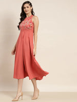 Thumbnail for Jompers Women's Embroidered A-Line Midi Dress - Pink - Distacart