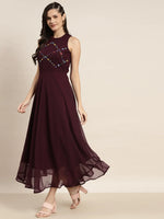 Thumbnail for Jompers Women's Embroidered A-Line Midi Dress - Purple - Distacart
