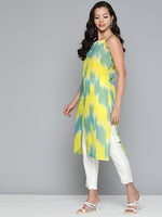 Thumbnail for Jompers Women's Pure Cotton Yellow Ikkat Kurta - Distacart