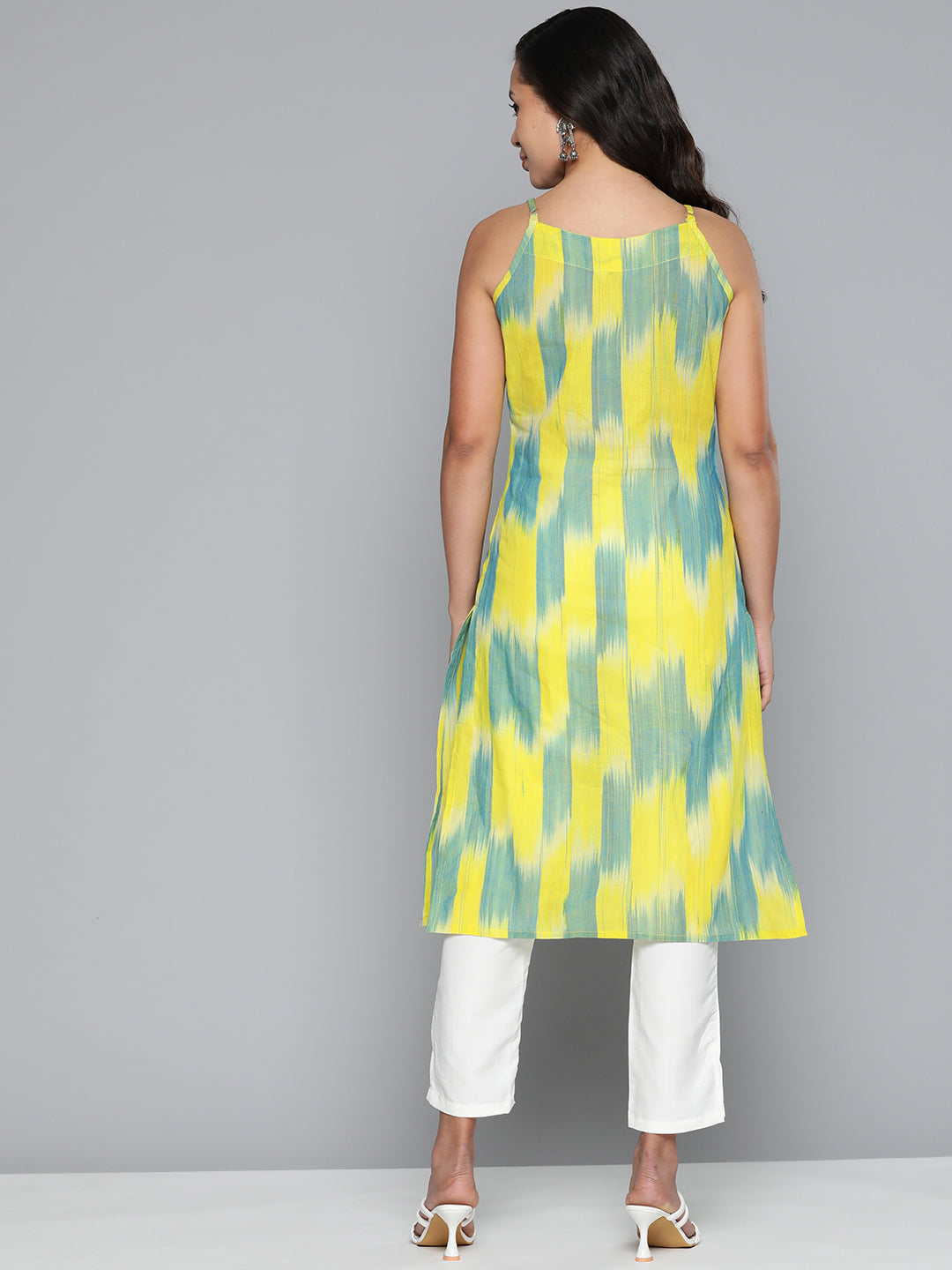 Jompers Women's Pure Cotton Yellow Ikkat Kurta - Distacart