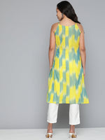 Thumbnail for Jompers Women's Pure Cotton Yellow Ikkat Kurta - Distacart