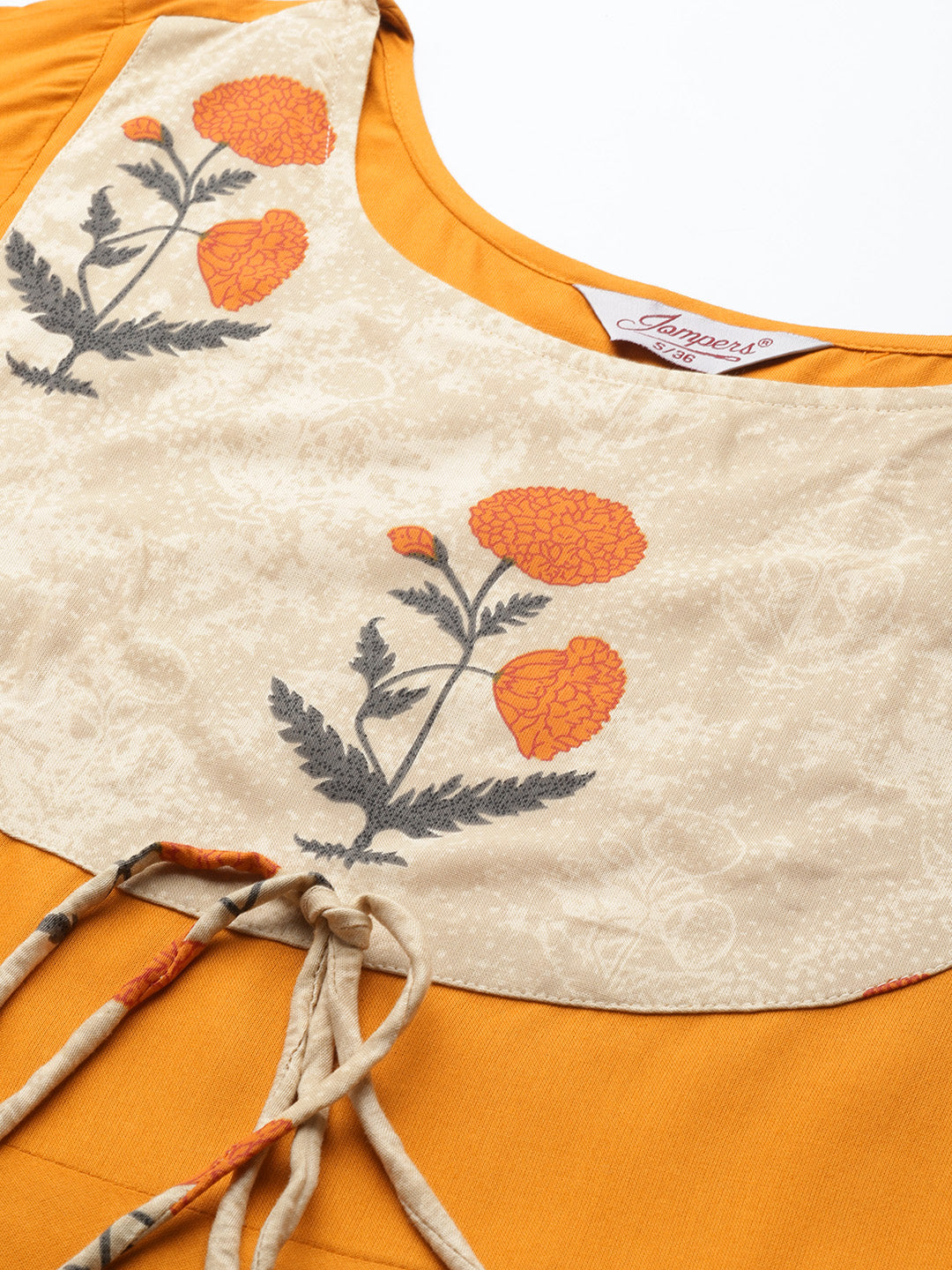 Jompers Women's Floral Printed Mustard Floral Kurta - Distacart