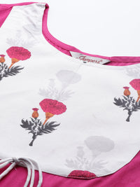 Thumbnail for Jompers Women's Floral Printed Pink Floral Kurta - Distacart