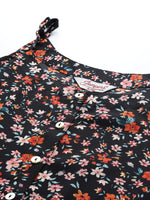 Thumbnail for Jompers Women's Floral Printed Floral Georgette Kurta - Black - Distacart