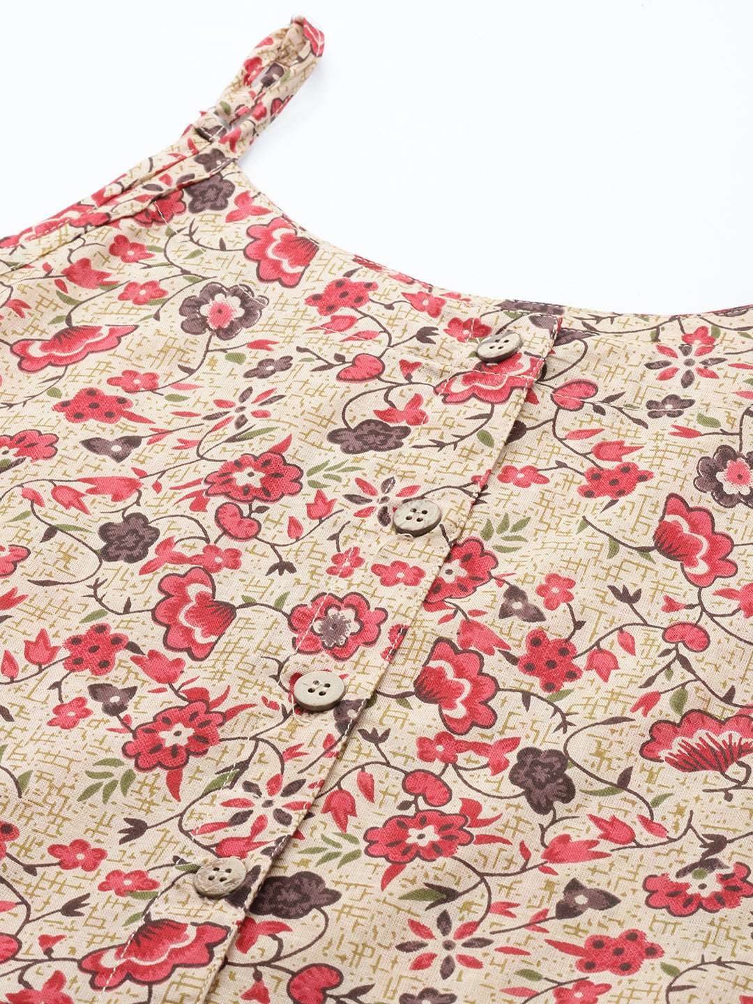 Jompers Women's Floral Printed Floral Cotton Kurta - Red - Distacart