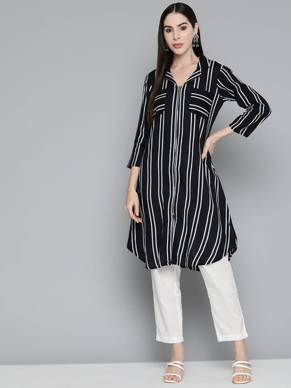 Jompers Women's Black Striped Kurta - Distacart