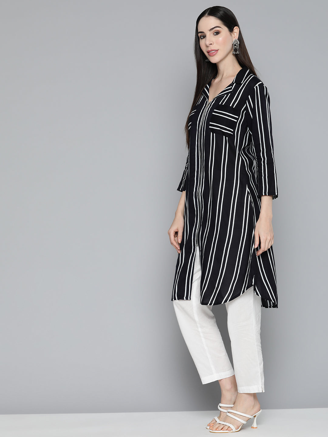 Jompers Women's Black Striped Kurta - Distacart