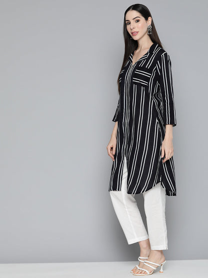 Jompers Women's Black Striped Kurta - Distacart