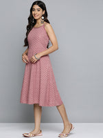 Thumbnail for Jompers Women's Coral Floral Sequin Embroidered A-Line Midi Dress - Distacart