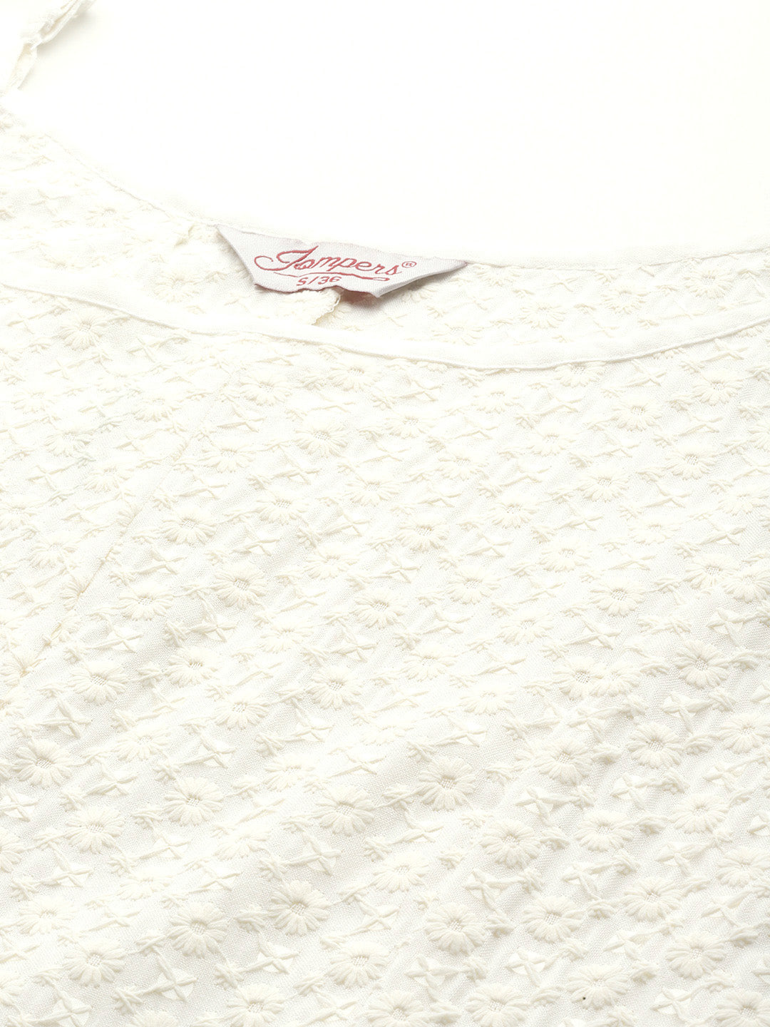 Jompers Women's White Floral Sequin Embroidered A-Line Midi Dress - Distacart