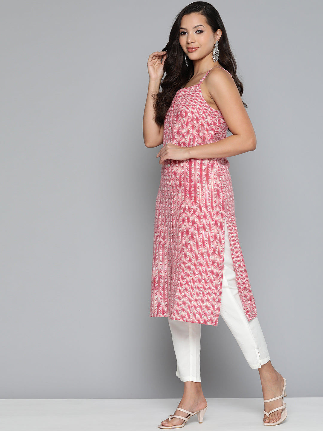 Jompers Women's Floral Printed Red Kurta - Red - Distacart