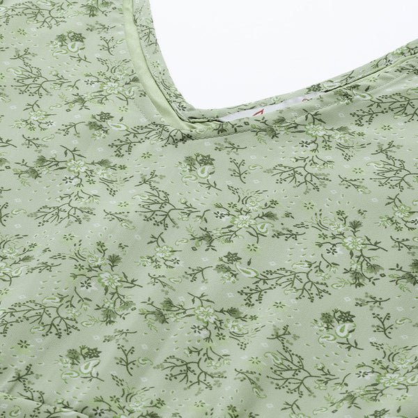 Jompers Women's Floral Georgette A-Line Midi Dress - Green - Distacart