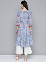 Thumbnail for Jompers Women's Blue Floral Printed Anarkali Kurta - Distacart